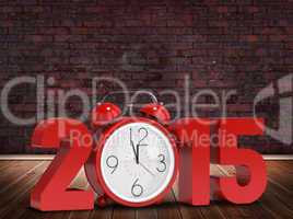 Composite image of 2015 with alarm clock