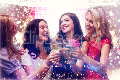 Composite image of friends with drinks