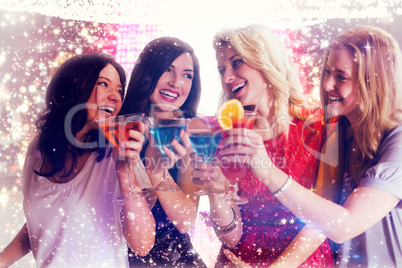 Composite image of friends with drinks