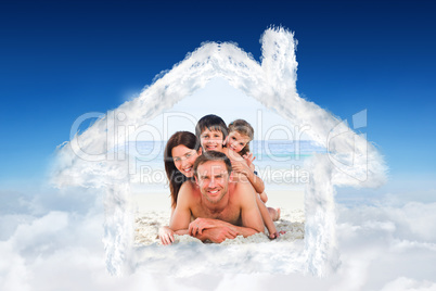 Composite image of family on the beach