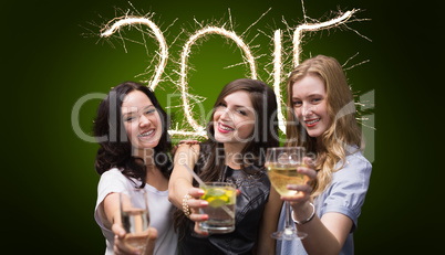 Composite image of friends with drinks