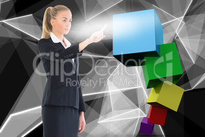 Composite image of businesswoman pointing