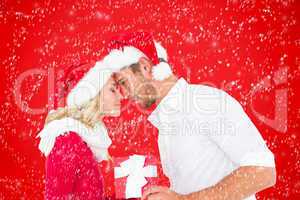 Composite image of young festive couple