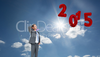 Composite image of thinking businessman