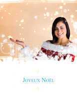 Composite image of pretty girl presenting in santa outfit