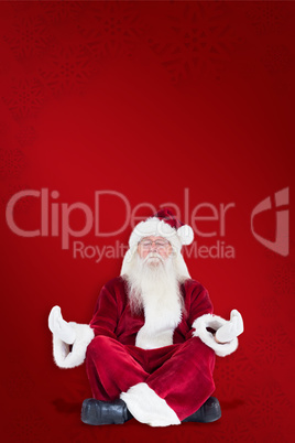 Composite image of santa claus sits and meditates