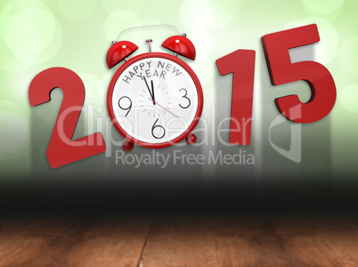 Composite image of 2015 with alarm clock