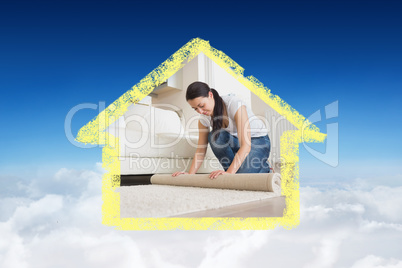 Composite image of two people moving into their house