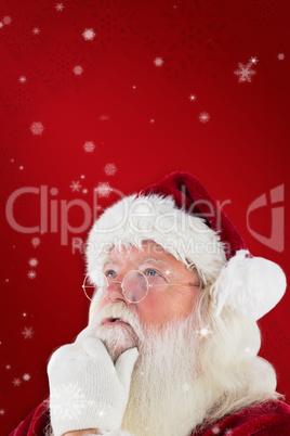 Composite image of santa is thinking about something