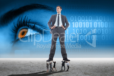 Composite image of business people supporting boss