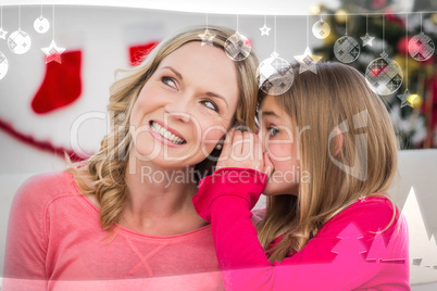 Composite image of daughter telling her mother a christmas secre