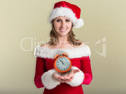 Composite image of pretty girl in santa outfit