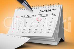 Composite image of january on calendar