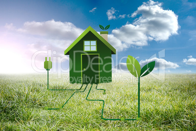 Composite image of clean energy house