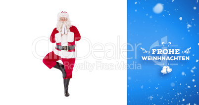 Composite image of santa claus in tree pose