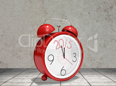 Composite image of 2015 in red alarm clock