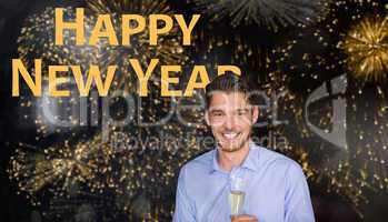 Composite image of man toasting with champagne