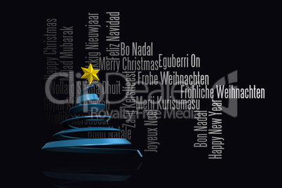 Composite image of blue christmas tree design