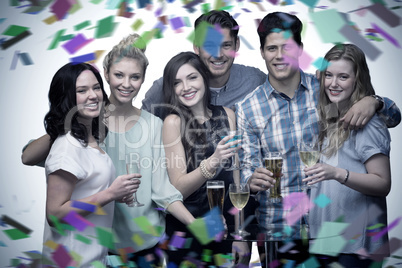 Composite image of friends with drinks