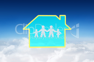 Composite image of cloud in shape of family