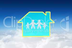 Composite image of cloud in shape of family