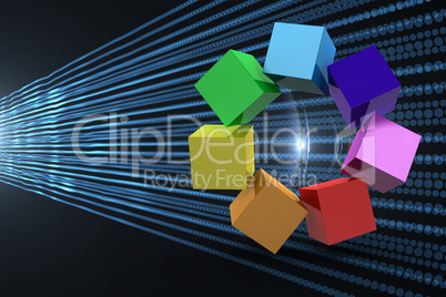 Composite image of 3d colourful cubes in a circle