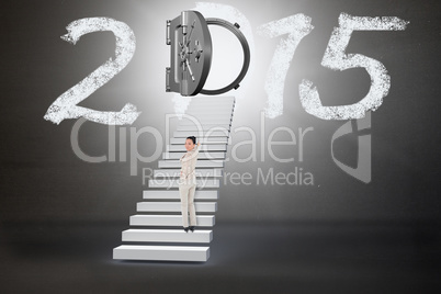 Composite image of smiling asian businesswoman pointing Composite image of smiling asian businesswoman pointing
