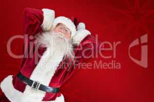 Composite image of sleeping santa