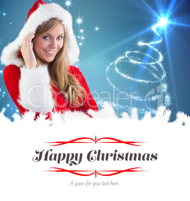 Composite image of festive blonde smiling at camera