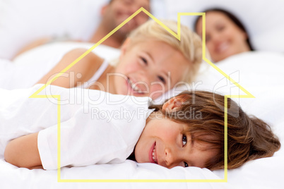 Composite image of family resting in parent