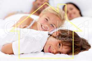 Composite image of family resting in parent