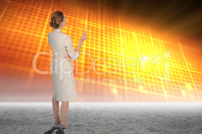 Composite image of thinking businesswoman