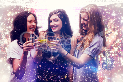 Composite image of friends with drinks