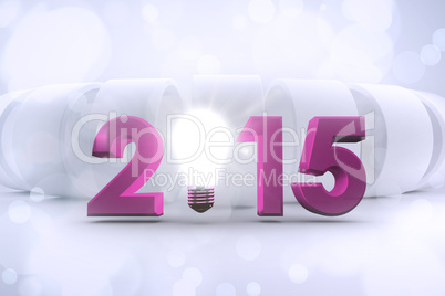 Composite image of 2015 with light bulb