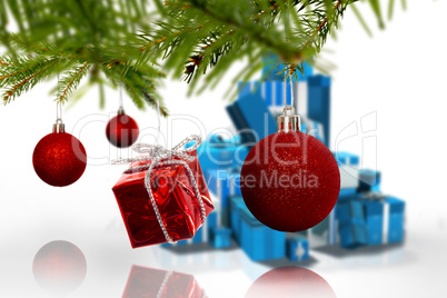 Composite image of decorations on tree