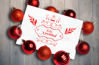 Composite image of feliz navidad message