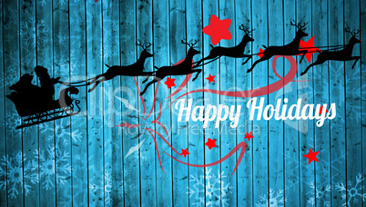 Composite image of silhouette of santa claus and reindeer