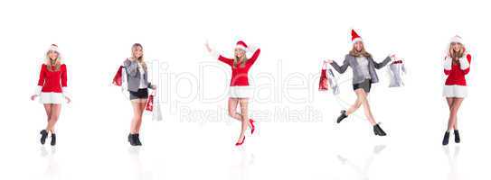 Composite image of pretty santa girl smiling at camera