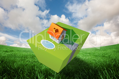 Composite image of 3d house and garden