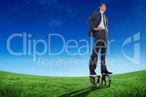 Composite image of business people supporting boss