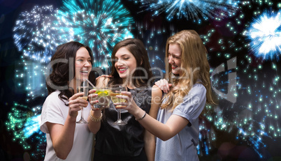 Composite image of friends with drinks