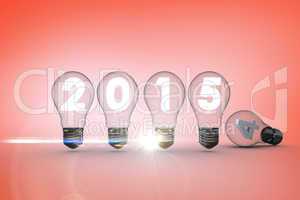 Composite image of 2015 with light bulb
