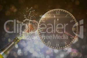 Composite image of clock counting down to midnight