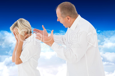 Composite image of angry man shouting at his partner