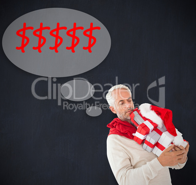 Happy festive man with gifts