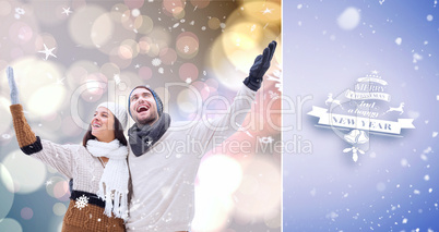 Composite image of young winter couple