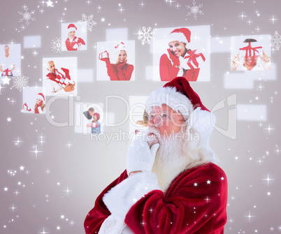 Composite image of santa is thinking about something