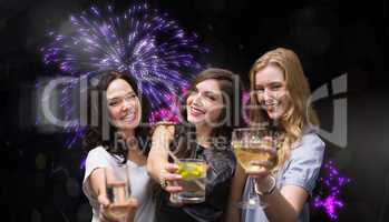 Composite image of friends with drinks