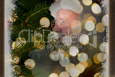 Composite image of santa claus making quiet sign