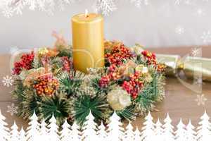 Composite image of close up of wreath with candles